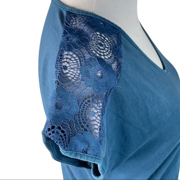 Flutter & Kick Maternity V Neck Short Sleeve Shirt Teal Size Medium - Picture 5 of 10